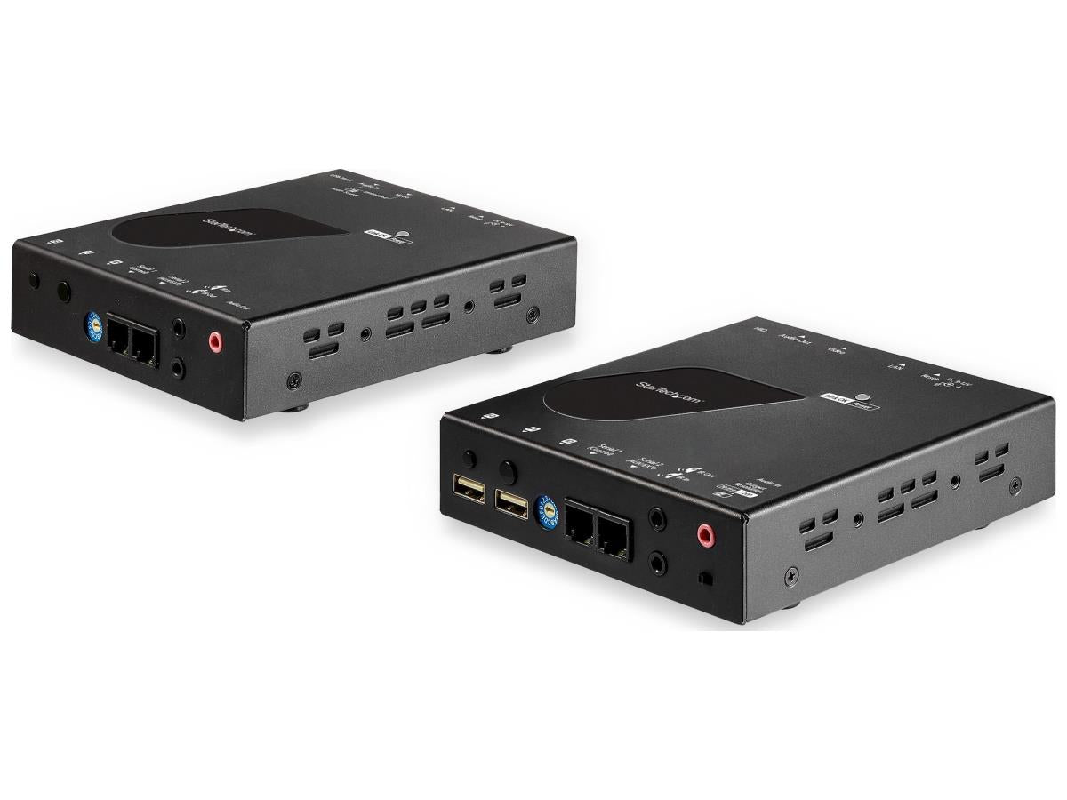 The StarTech SV565HDIP HDMI KVM Extender over IP kit enables powerful remote workstation control up to 100 meters via Cat5e/6. With support for 4K UHD 30Hz video, USB 2.0 HID peripherals, and EDID passthrough, it's ideal for large displays, video walls, or centralized console management. A TAA-compliant device, it offers seamless integration into professional environments.