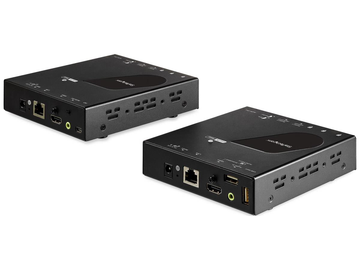 The StarTech SV565HDIP HDMI KVM Extender over IP kit enables powerful remote workstation control up to 100 meters via Cat5e/6. With support for 4K UHD 30Hz video, USB 2.0 HID peripherals, and EDID passthrough, it's ideal for large displays, video walls, or centralized console management. A TAA-compliant device, it offers seamless integration into professional environments.