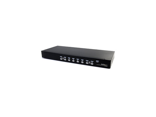 Manage up to eight USB and VGA-enabled computers from a single workstation with the StarTech 8-Port USB VGA KVM Switch with Audio. Equipped with wired connectivity, hotkey and push-button switching, and support for audio, this rack-mount KVM switch ensures robust local control with no dependency on software drivers. Ideal for IT admins and data center operators managing multiple legacy systems.