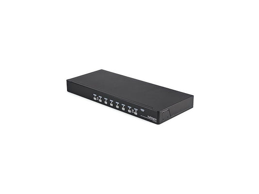 This 8-port USB KVM switch kit from StarTech provides convenient multi-server control in a compact 1U rack-mountable form, ideal for IT administrators managing multiple systems. Supporting VGA video output and USB keyboard/mouse connections, it eliminates the need for software installations and is OS-independent. With included cables and built-in support for high-resolution displays, this hardware-based solution ensures dependable, streamlined server room management.
