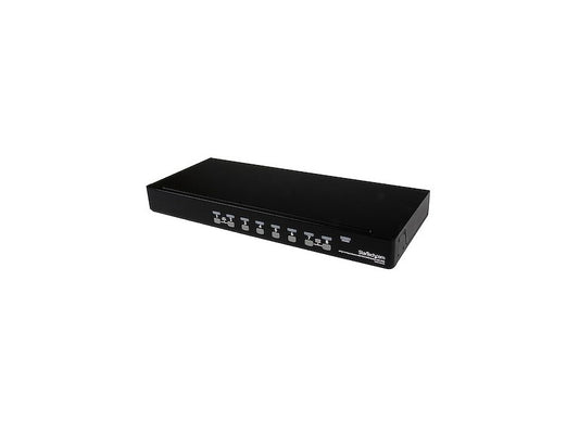 The STARTECH SV831DUSB is a versatile 8-port KVM switch designed for managing multiple USB or PS/2-connected computers from a single console. With a 1U rackmount form factor and support for VGA up to 1920 x 1440 resolution, it's ideal for efficient IT environments. Its compatibility with all operating systems and TAA compliance make it a robust choice for secure, centralized server management.