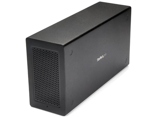 Add external PCIe capabilities to your Thunderbolt 3-enabled laptop or desktop with the StarTech TB31PCIEX16 expansion chassis. This versatile unit supports high-speed data cards, storage, networking interfaces, and provides integrated DisplayPort functionality for external display connections. Designed for flexibility, it features a toolless aluminum enclosure and includes a 65W power supply.