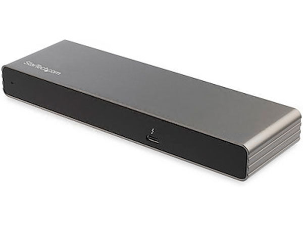 The StarTech TB3DK2DHV Thunderbolt 3 Docking Station delivers versatile video, data, and power connectivity through a single cable. It supports dual 4K monitor setups via DisplayPort, HDMI, or VGA, offers 85W Power Delivery, and features multiple USB-A ports and Gigabit Ethernet. This no-driver solution is ideal for professionals using Thunderbolt 3 laptops like MacBook Pro or Windows/Linux-based systems.