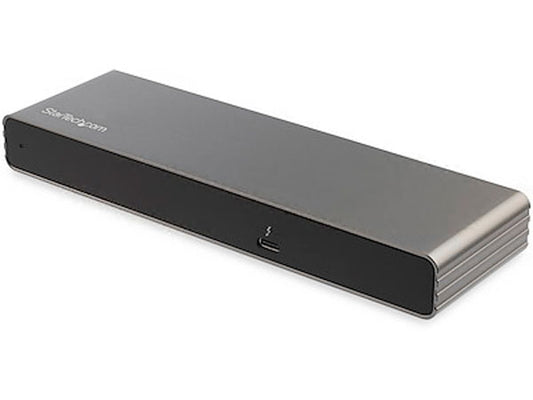 The StarTech TB3DK2DHV Thunderbolt 3 Docking Station delivers versatile video, data, and power connectivity through a single cable. It supports dual 4K monitor setups via DisplayPort, HDMI, or VGA, offers 85W Power Delivery, and features multiple USB-A ports and Gigabit Ethernet. This no-driver solution is ideal for professionals using Thunderbolt 3 laptops like MacBook Pro or Windows/Linux-based systems.