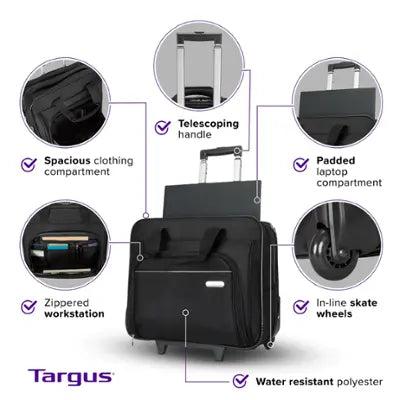 Sacoche pour ordinateur portable Targus Metro Roller 15,4 pouces, noire, compatible avec les ordinateurs portables jusqu'à 16 pouces