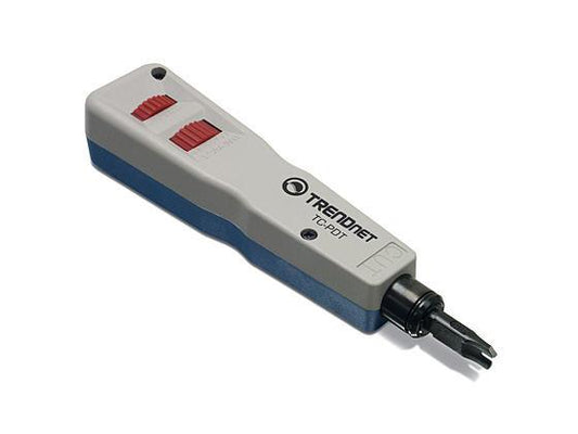 TRENDnet's Punch Down Tool with 110 and Krone Blade is a reliable tool for network installations, offering compatibility with both 110 and Krone types. The tool ensures clean and secure terminations, making it ideal for IT professionals working in structured cabling setups, especially where TAA compliance is required.