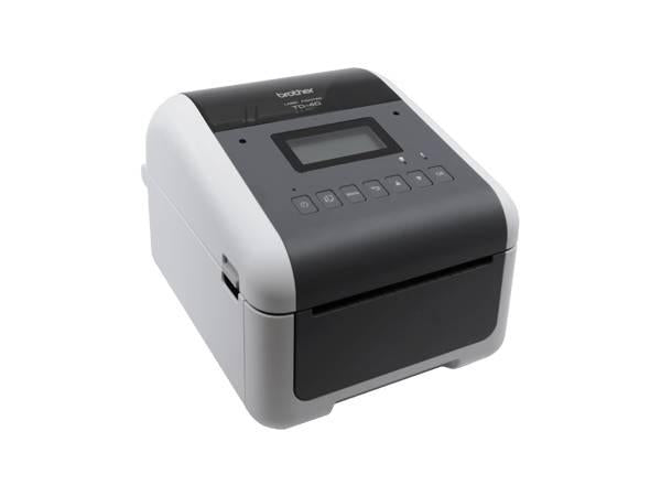 The Brother TD-4550DNWBC is a high-speed direct thermal desktop printer featuring a 300dpi resolution and up to 6 inches per second output. Equipped with broad connectivity including Bluetooth, Wi-Fi, USB, LAN, Serial, and Host USB, it's designed for professional labeling across various media types. This model includes an LCD screen, built-in cutter, and a 2-year premium warranty with SOTI Connect certification for enterprise-level device management.