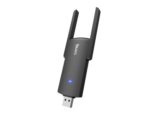 The BenQ TDY31 is a high-performance dual-band wireless USB adapter designed for seamless connectivity on both 2.4GHz and 5GHz bands. Supporting 802.11 a/b/g/n/ac standards and equipped with USB 3.0, it ensures fast and stable Wi-Fi connections for compatible BenQ displays including RM6503, RM7503, and RP7502. This sleek black adapter emphasizes secure transmission with robust WPA/WPA2/WEP encryption support.