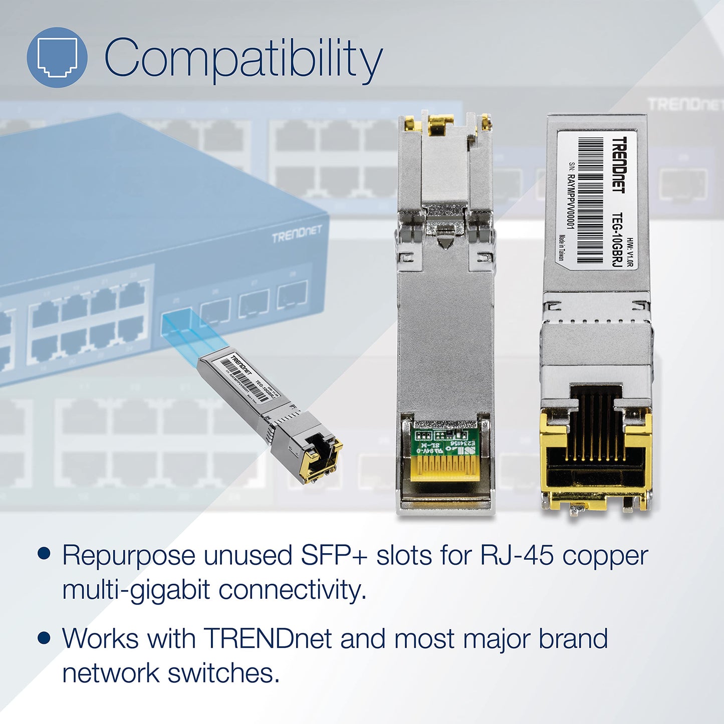 TRENDnet TEG-10GBRJ 10G RJ-45 Copper SFP+ Module