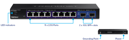 Commutateur intelligent Web 2,5 GHz à 10 ports TRENDnet TEG-3102WS