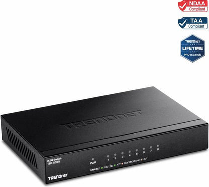 TRENDnet TEG-S380 8-Port Unmanaged 2.5G Switch, Wall-Mountable