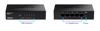 TRENDnet TEG-S51 5-Port Gigabit Switch with Metal Case