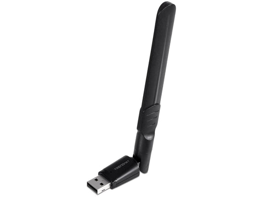 The TRENDnet TEW-805UBH is an AC1200 Dual Band Wireless USB Adapter that enables high-speed wireless connectivity via USB 3.1. Designed for flexibility and reliable performance, it features both 2.4GHz and 5GHz frequency support, an external high-gain antenna, and TAA compliance for US government solutions.