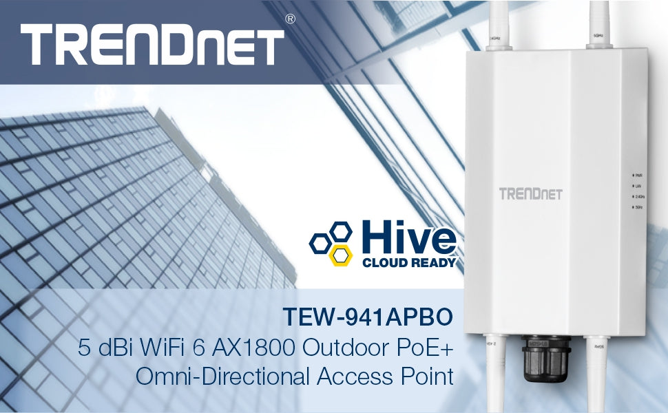 Point d'accès extérieur WiFi 6 TRENDNET TEW-941APBO 5 dBi AX1800