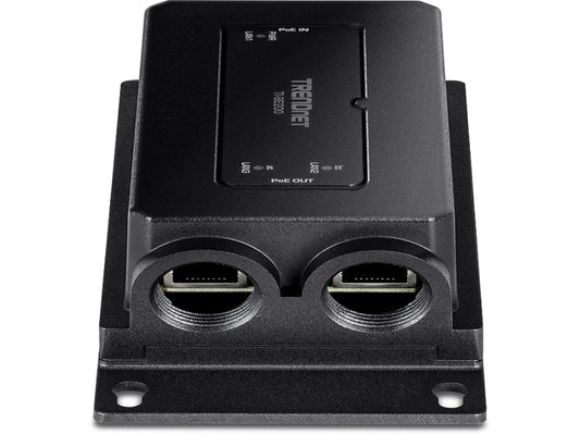 The TRENDNET TI-BE200 is a rugged outdoor 2-port Gigabit PoE++ extender designed to extend high-power PoE networks in industrial applications. This TAA-compliant device supports reliable PoE extension in demanding environments where weather resistance and durability are crucial. Engineered for performance and built to last, it ensures dependable connectivity across extended distances.