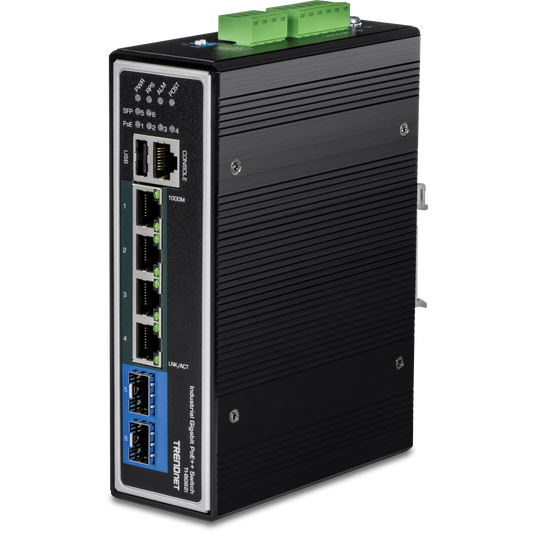 TRENDnet TI-BG62I 6-Port Industrial Gigabit L2+ Managed PoE++ Switch