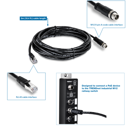 TRENDnet TI-CD05 M12 to RJ-45 Industrial Network Accessory