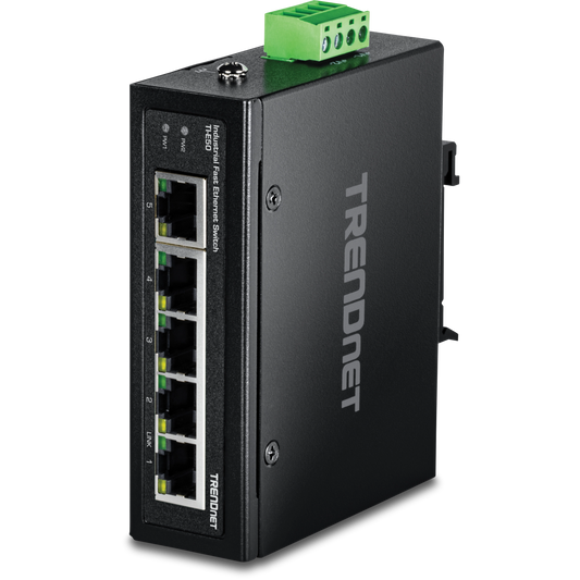 Commutateur industriel Fast Ethernet à 5 ports sur rail DIN TRENDnet TI-E50