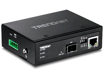 Hardened Industrial 100/1000Base-T to SFP Media Converter