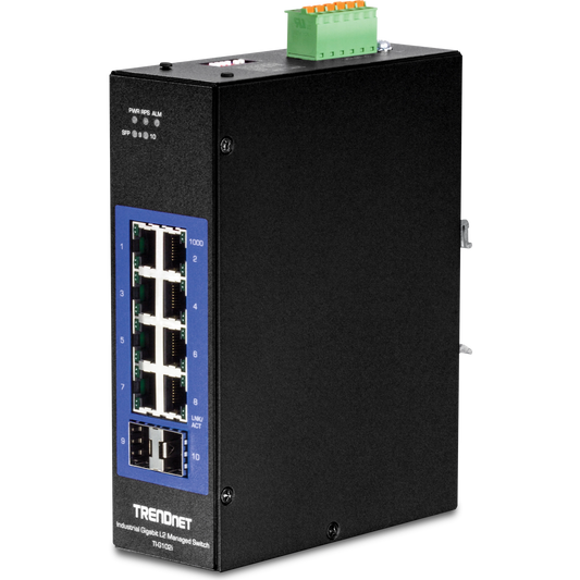 Commutateur rail DIN Gigabit industriel L2 à 10 ports TRENDnet TI-G102I
