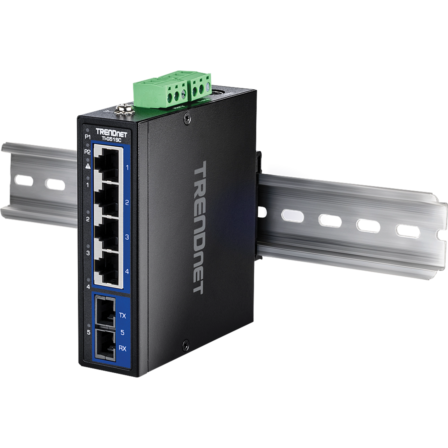 Commutateur industriel Gigabit DIN-Rail TRENDnet TI-G51SC à 5 ports avec port SC