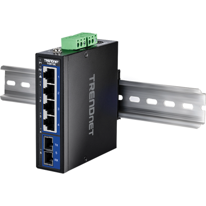 Commutateur industriel Gigabit DIN-Rail TRENDnet TI-G51SC à 5 ports avec port SC