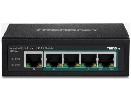 5-Port Industrial Fast Ethernet PoE+ DIN-Rail Switch