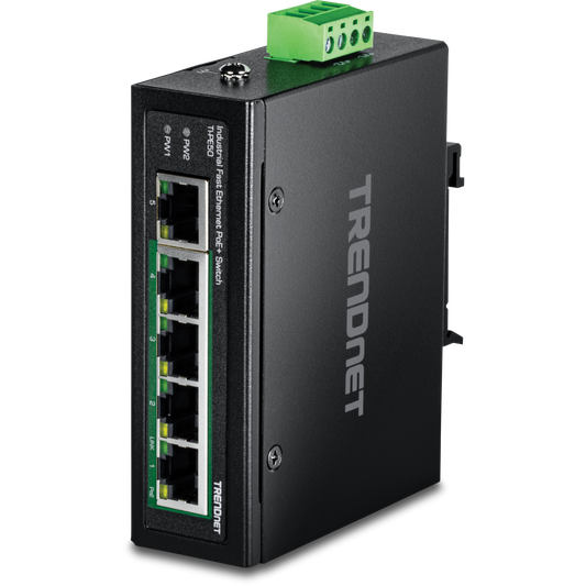 Commutateur Ethernet rapide PoE+ industriel à 5 ​​ports TRENDnet TI-PE50