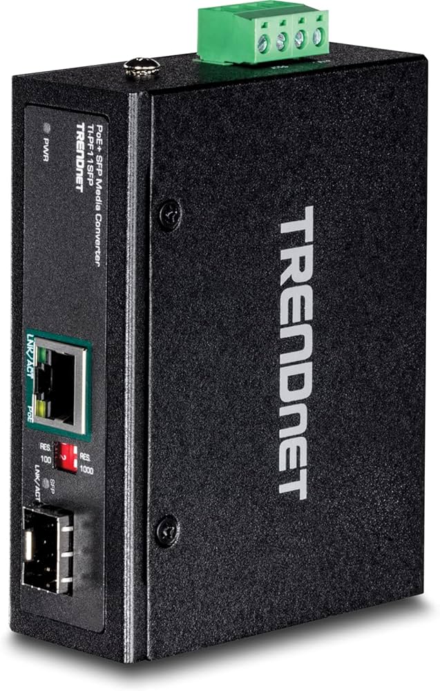 Convertisseur SFP industriel renforcé vers Gigabit PoE+ TRENDnet TI-PF11SFP