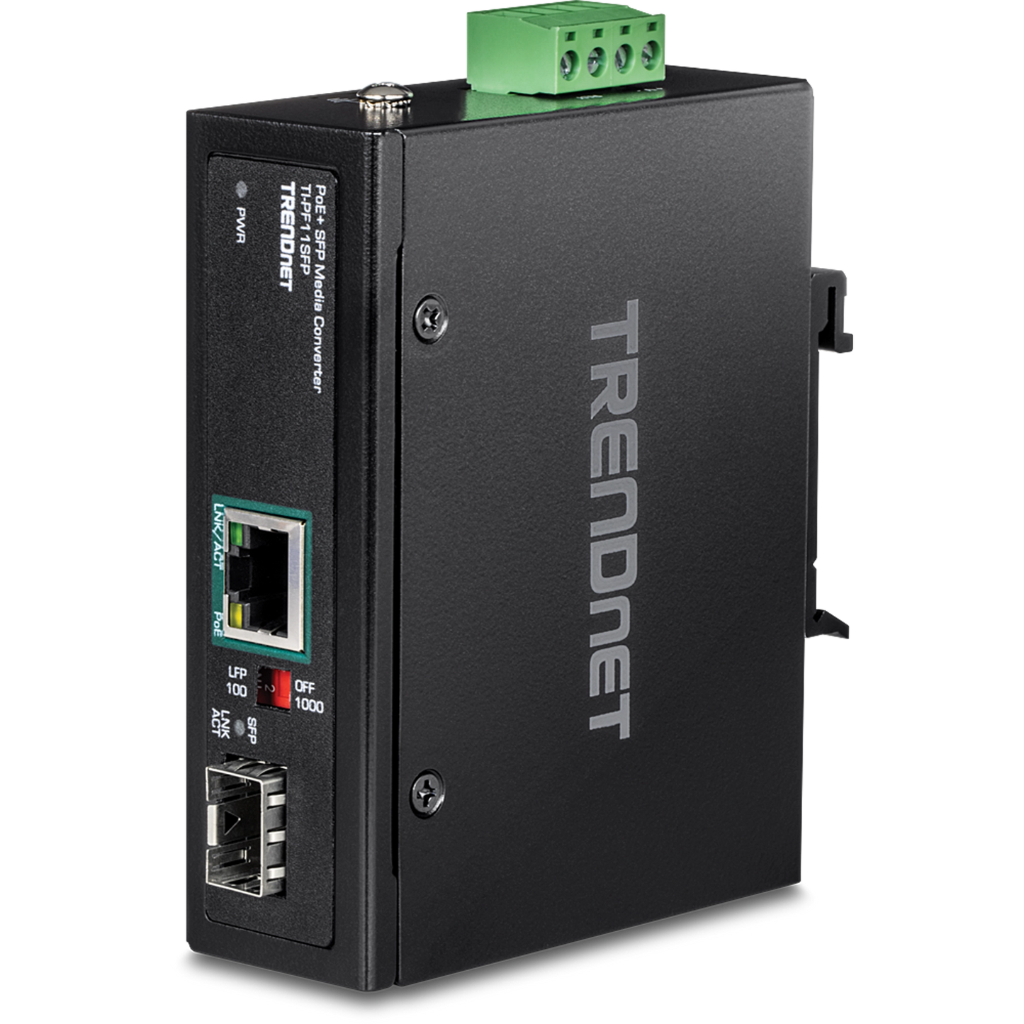 Convertisseur SFP industriel renforcé vers Gigabit PoE+ TRENDnet TI-PF11SFP