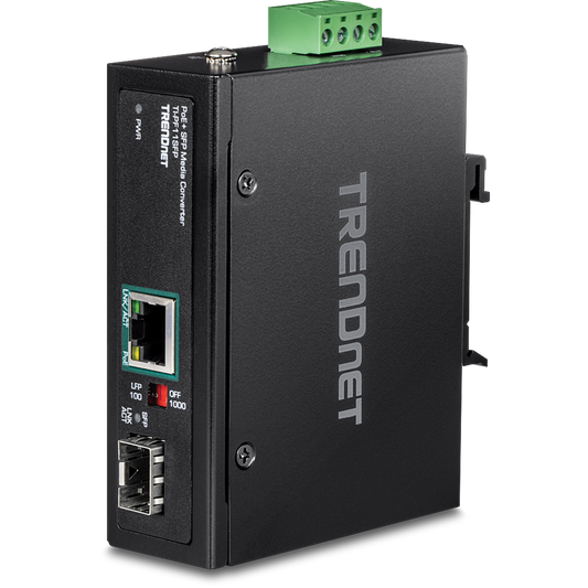 Convertisseur SFP industriel renforcé vers Gigabit PoE+ TRENDnet TI-PF11SFP