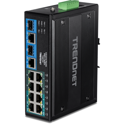 TRENDnet 10-Port Industrial Gigabit PoE+ Wall-Mount Switch