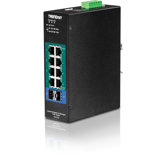 Commutateur PoE+ Gigabit industriel L2 géré TRENDnet TI-PG102I à 10 ports