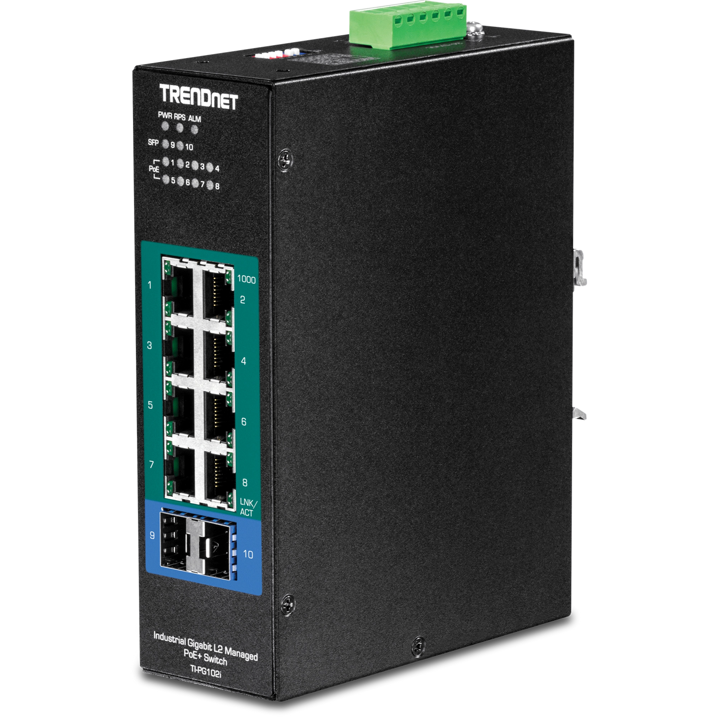 Commutateur PoE+ Gigabit industriel L2 géré TRENDnet TI-PG102I à 10 ports