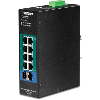 Commutateur PoE+ Gigabit industriel L2 géré TRENDnet TI-PG102I à 10 ports