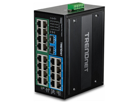 The TRENDnet TI-PG262 is a hardened industrial 26-port Gigabit switch delivering robust connectivity in demanding environments. Featuring 16 PoE+ ports with 480W power and a -40°C to 75°C operating range, this switch ensures reliable data and power over Ethernet applications. Ideal for industrial automation and critical infrastructure deployments.