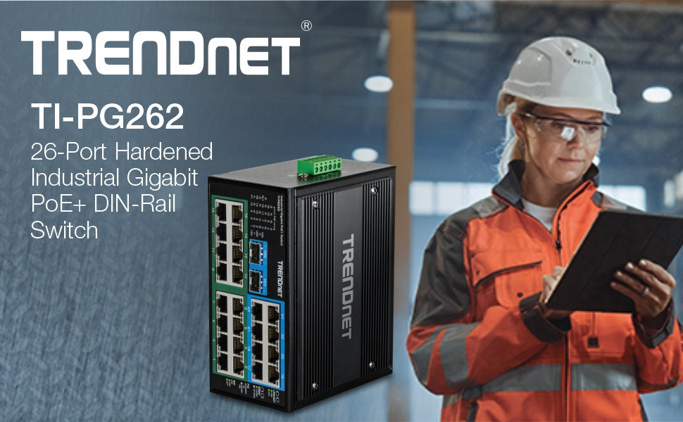 TRENDnet TI-PG262 26-Port Hardened Industrial Gigabit PoE+ Switch