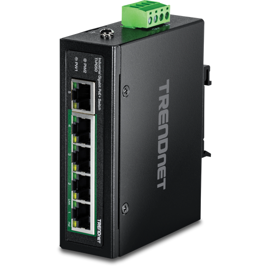 Commutateur industriel Gigabit PoE+ à 5 ports sur rail DIN TRENDnet TI-PG50