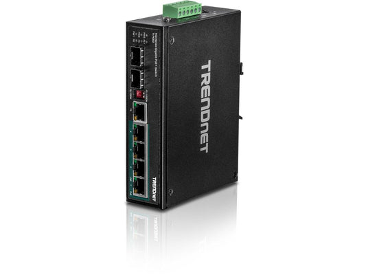 6-port hardened Industrial Gigabit PoE+ Switch (5 Gigabit / 1 shared SFP / 1 dedicated SFP)