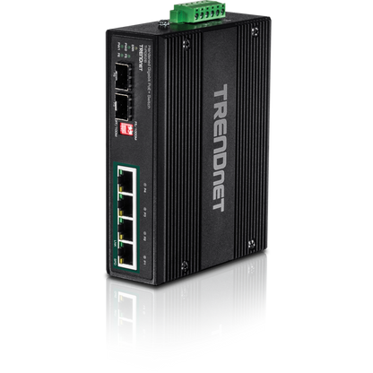 TRENDnet TI-PG62B 6-Port Industrial Gigabit PoE+ Switch with 2 SFP Slots
