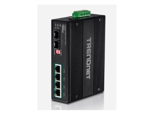 6-port hardened Industrial Gigabit PoE+ Switch /w 2 SFP (Boost Voltage from 12/24/48/VDC to 55VDC)