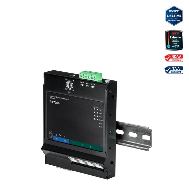 Commutateur Gigabit PoE+ industriel 6 ports TRENDNET TI-PG62F