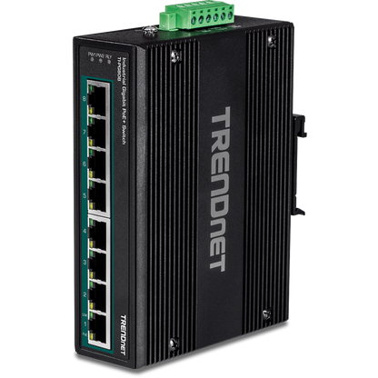 TRENDnet TI-PG80B 8-Port Industrial Gigabit PoE+ DIN-Rail Switch