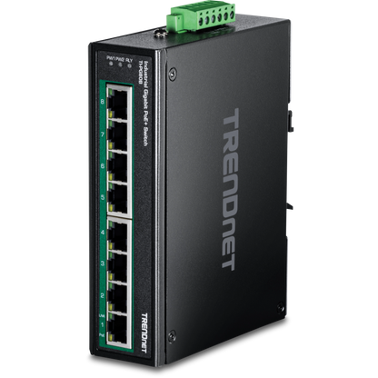 TRENDnet TI-PG80B 8-Port Industrial Gigabit PoE+ DIN-Rail Switch