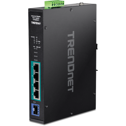 TRENDnet TI-PGM541 5-Port Industrial Gigabit PoE+ DIN-Rail Switch