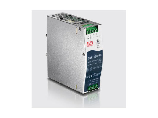 DIN Rail 48V 120W Power Supply for TI-PG541 - Industrial power supply with integrated DIN-rail mount;Built-in active PFC (PF 0.93) - High efficiency (91%) design - 1 Year Warranty. Designed for demanding industrial environments, this compact, DIN-rail mountable unit offers reliable 120W power output with broad input voltage support, and operates efficiently under extreme temperature and humidity conditions.