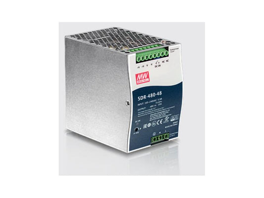 The TRENDnet TI-S48048 is a rugged industrial-grade power supply offering a 48V DC output at 10A with 480W capacity and impressive 94% efficiency. Designed with a DIN-rail mounting system, it supports wide AC and DC input ranges and operates reliably in extreme temperatures. With a 1.13 million hour MTBF and TAA compliance, it's ideal for mission-critical industrial environments.