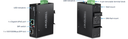 Convertisseur SFP industriel vers Gigabit UPoE TRENDnet TI-UF11SFP
