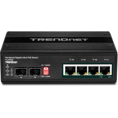 Commutateur rail DIN Gigabit industriel Ultra PoE 6 ports TRENDnet TI-UPG62