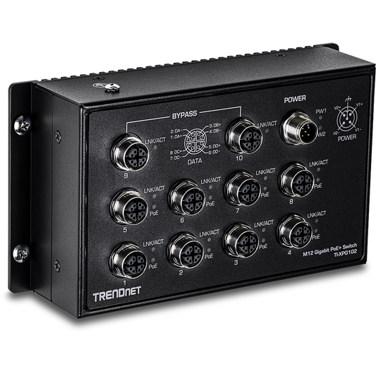 TRENDNET TI-XPG102 10-Port EN 50155 M12 Gigabit PoE+ Switch